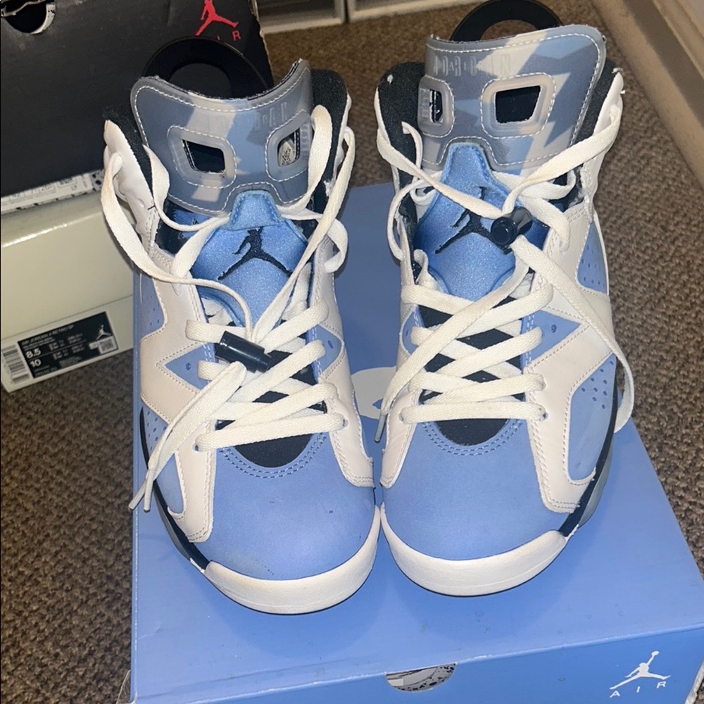 Jordan Light Blue and White Sneakers